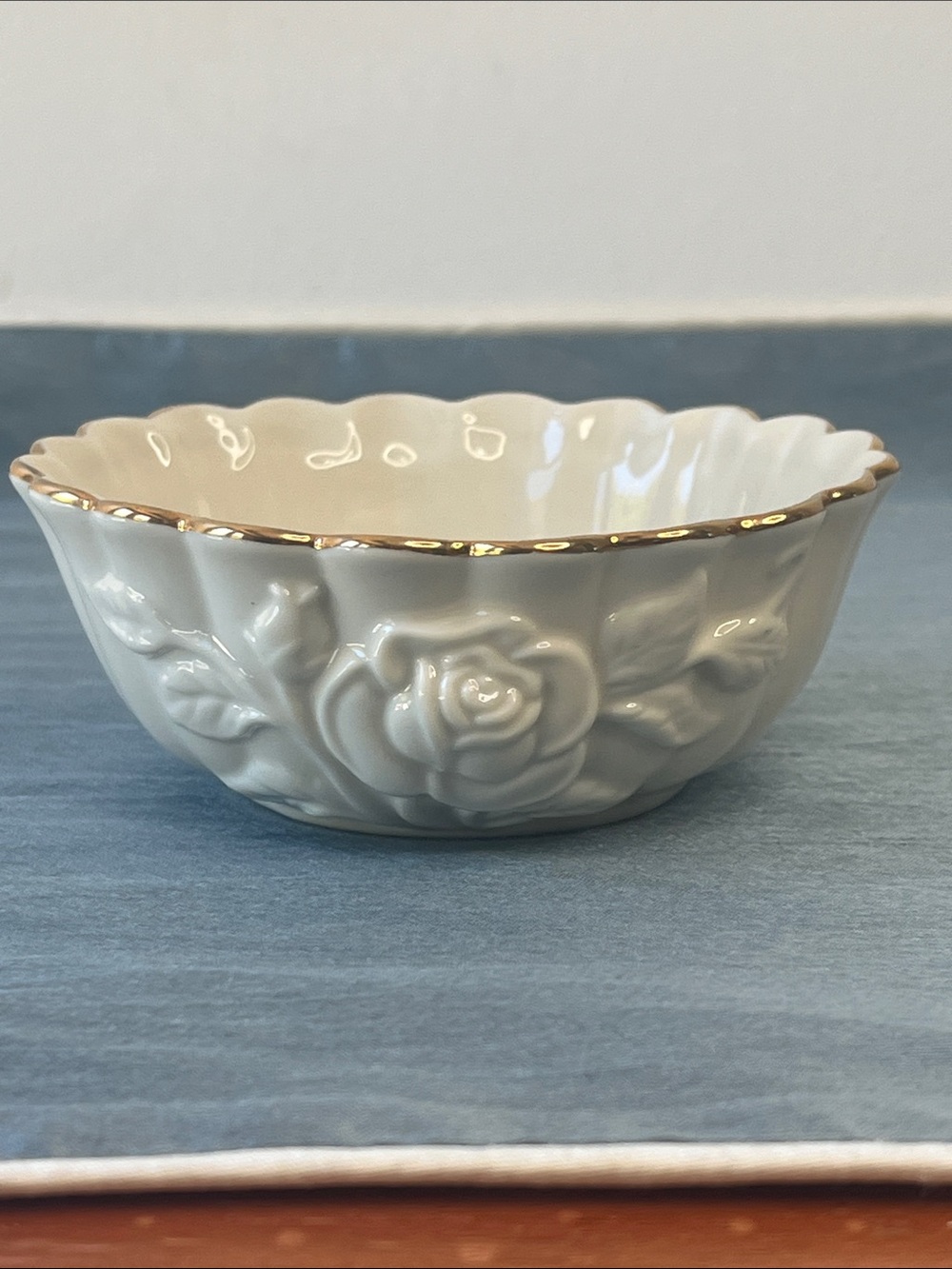 Vintage Lenox Rose Blossom Ivory Gold Trim Bowl
